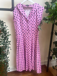 Thumbnail for Lady V Dress - Candy Pink Polka (14) 14 Lady Vintage London Outlet