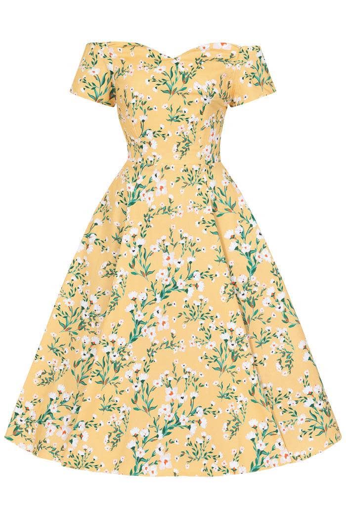 Liliana Dress - Yellow Floral Lady Vintage Liliana Dresses