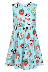 Thumbnail for Little Lady Hepburn - Christmas Pups Little Lady Vintage Little Lady Vintage Dress