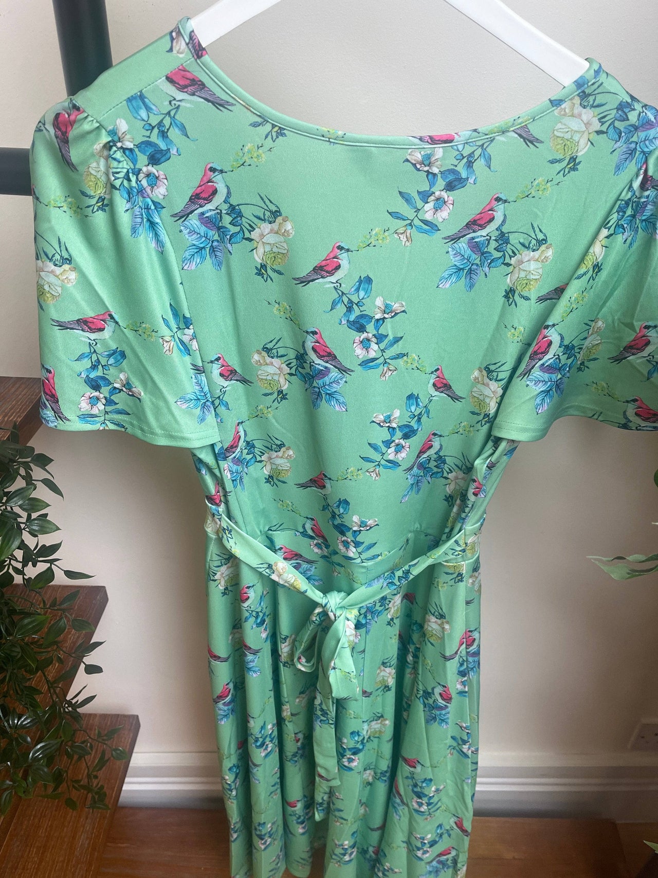 Lyra Dress - Birds on Pastel Green (14) 14 Lady Vintage London Outlet