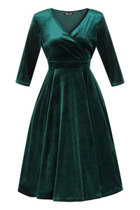 Thumbnail for Lyra Dress - Emerald Velvet - Lady V London