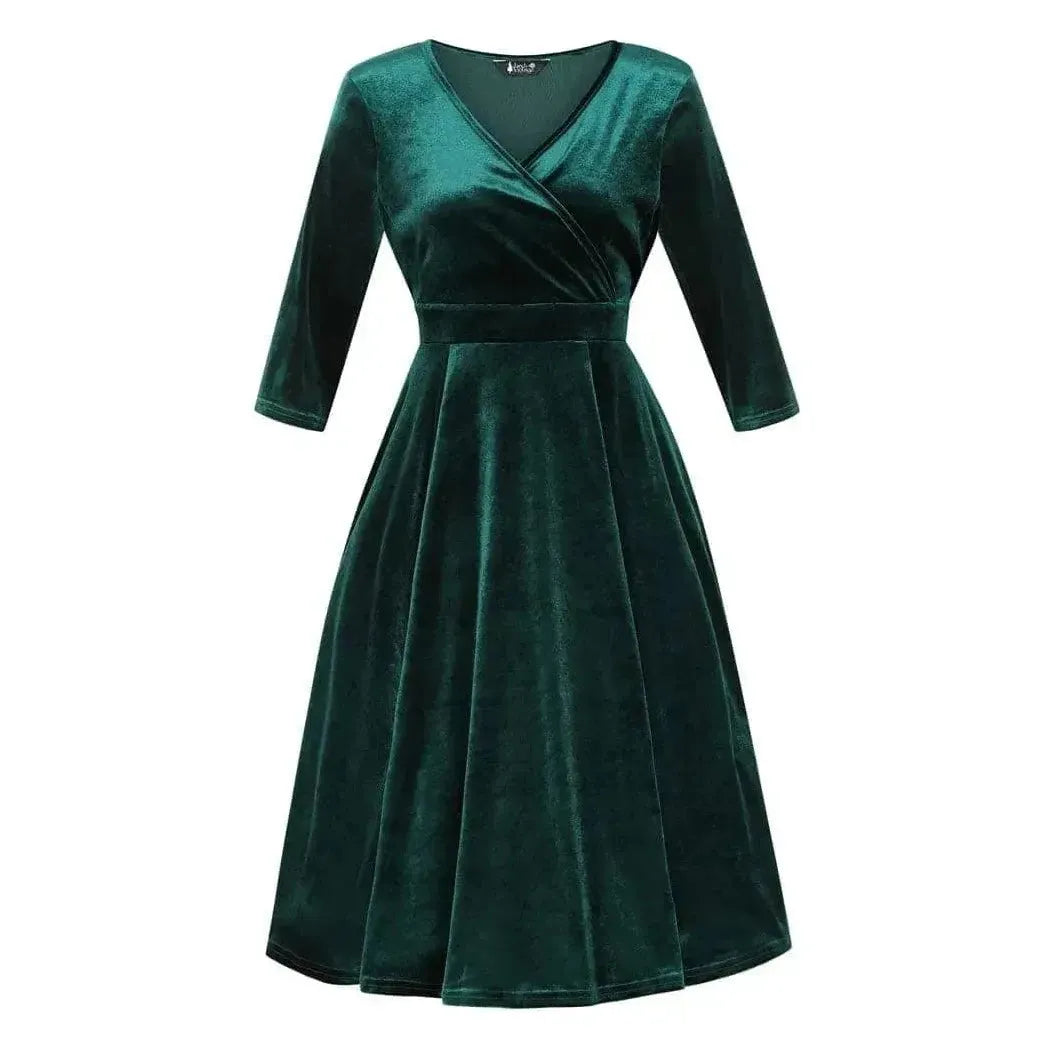 Lyra Dress - Emerald Velvet Lady Vintage Lyra Dresses