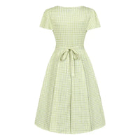 Thumbnail for Lyra Dress - Lime Gingham Lady Vintage Lyra Dresses