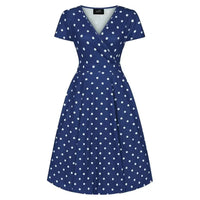 Thumbnail for Lyra Dress - Navy Polka Lady Vintage Lyra Dresses