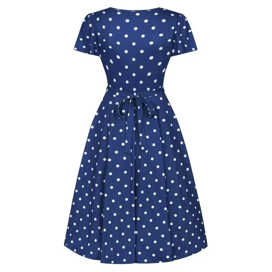 Lyra Dress - Navy Polka Lady Vintage Lyra Dresses