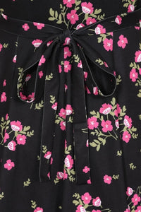 Thumbnail for Lyra Dress - Pink Flowers on Black Lady Vintage Lyra Dresses