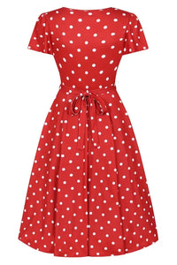 Thumbnail for Lyra Dress - Red Polka - Lady V London