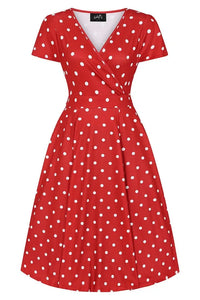 Thumbnail for Lyra Dress - Red Polka - Lady V London
