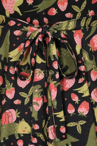 Thumbnail for Lyra Dress - Strawberry Dino on Black Lady Vintage Lyra Dresses