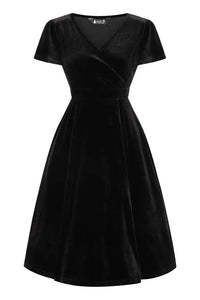Thumbnail for Lyra Mini Dress - Black Velvet - Lady V London