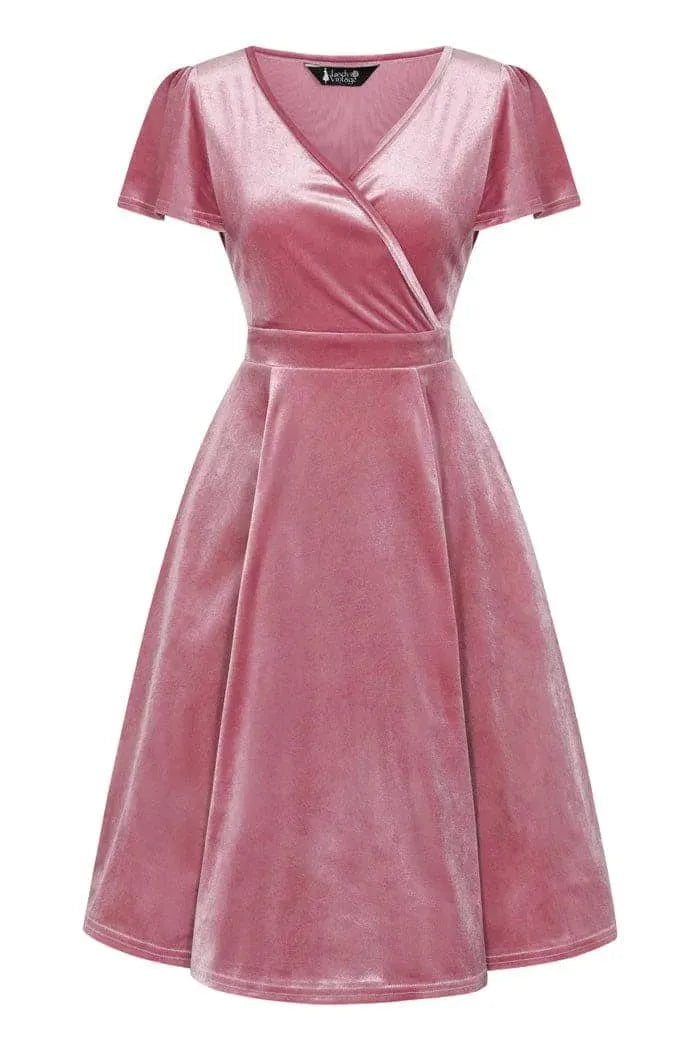 Lyra Mini Dress - Blush Velvet Lady Vintage Lyra Mini Dresses