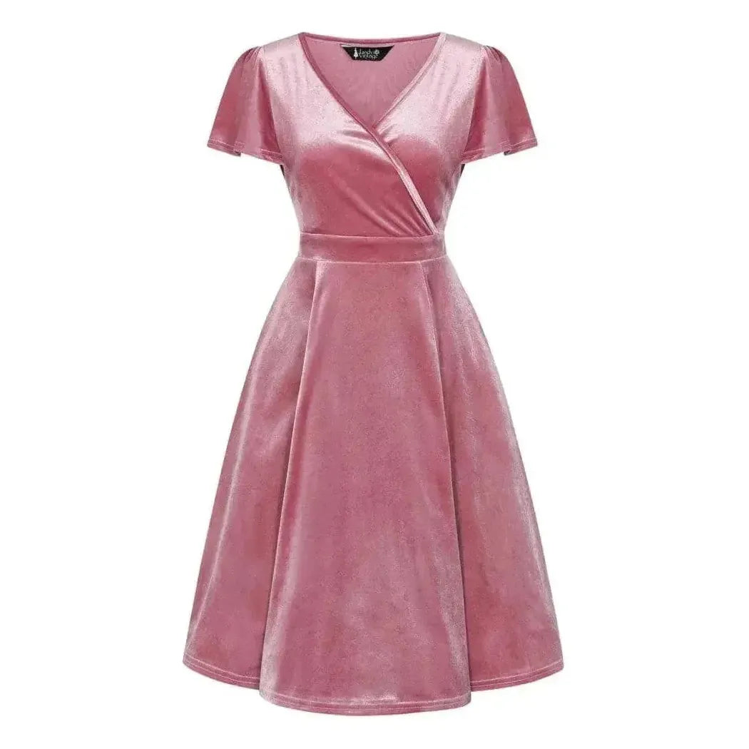 Pink velvet wrap dress sales