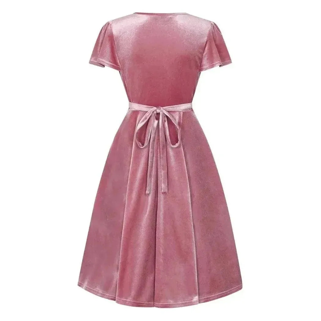 Lyra Mini Dress - Blush Velvet Lady Vintage Lyra Mini Dresses