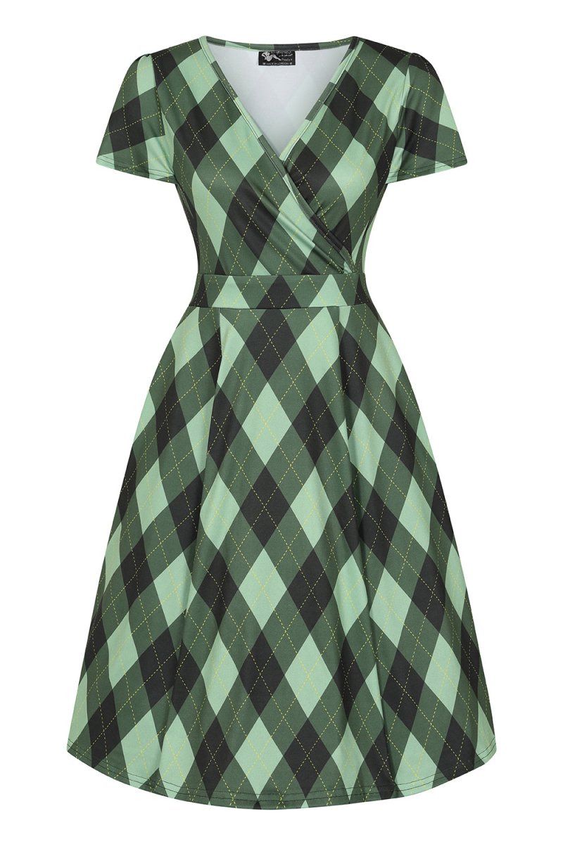 Lyra Mini Dress - Irish Diamond Tartan - Lady V London