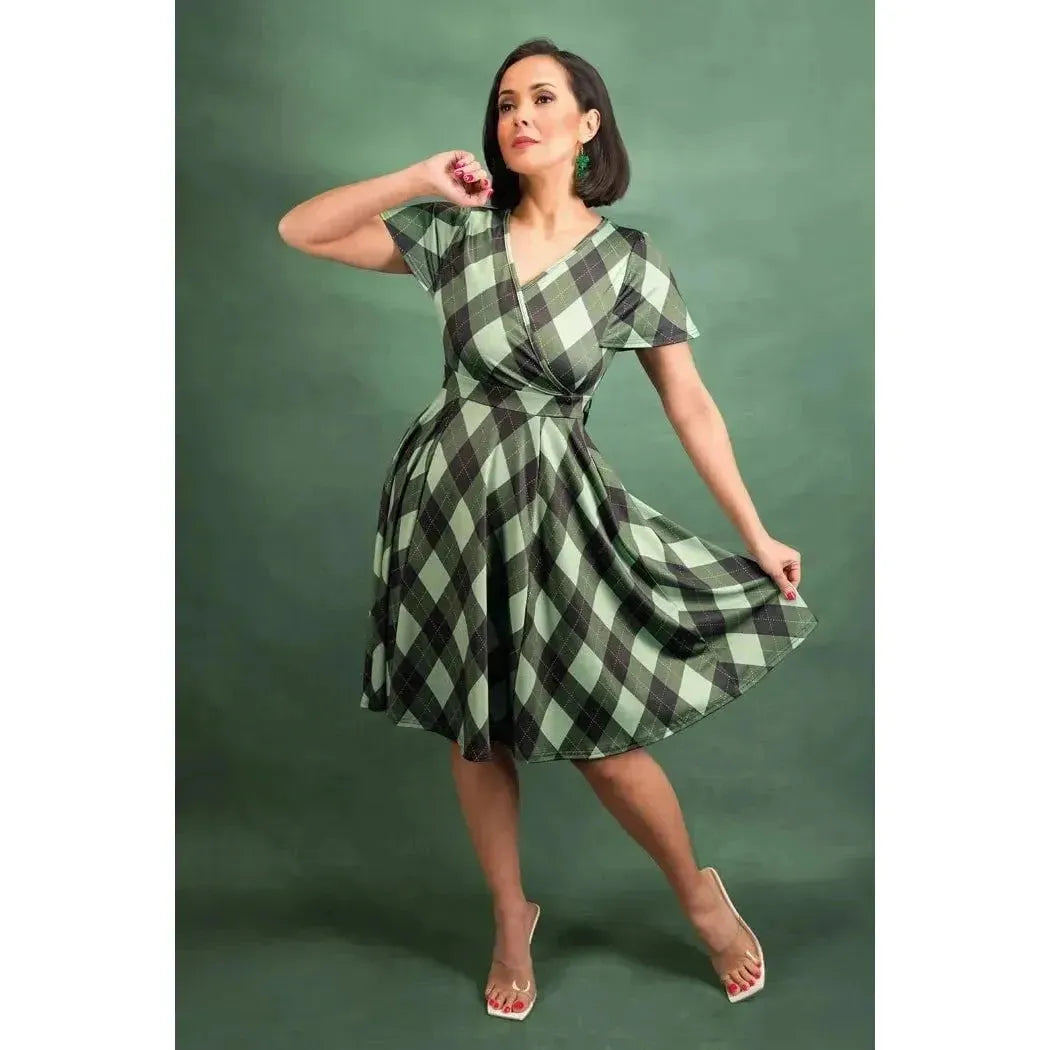 Lyra Mini Dress - Irish Diamond Tartan Lady Vintage Lyra Mini Dresses