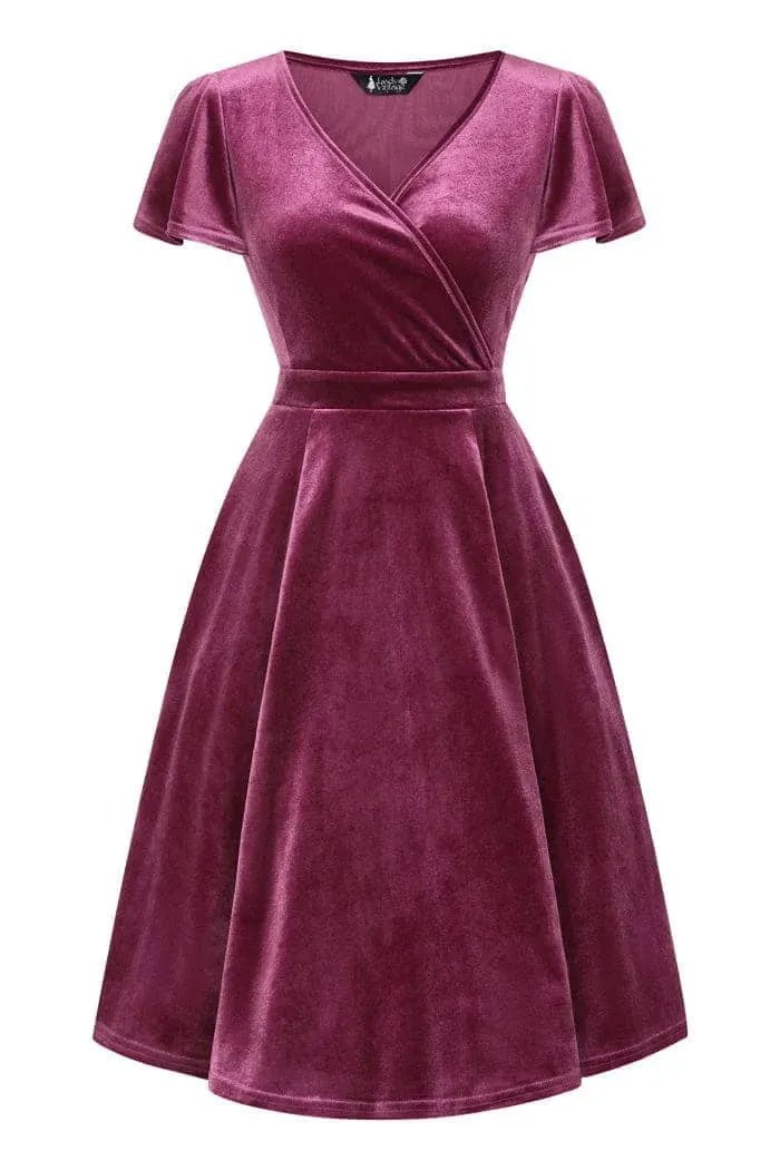 Lyra Mini Dress - Mauve Velvet Lady Vintage Lyra Mini Dresses