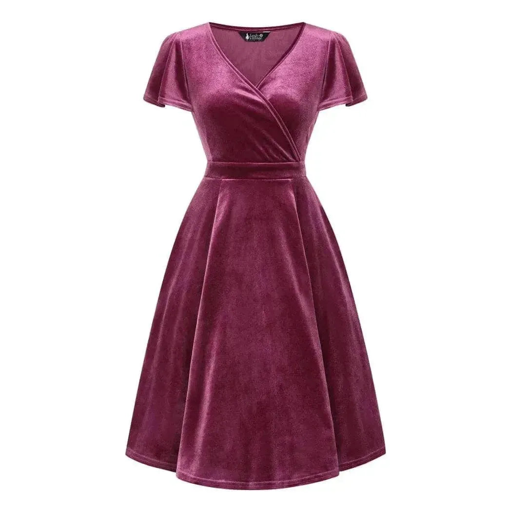 Lyra Mini Dress - Mauve Velvet Lady Vintage Lyra Mini Dresses