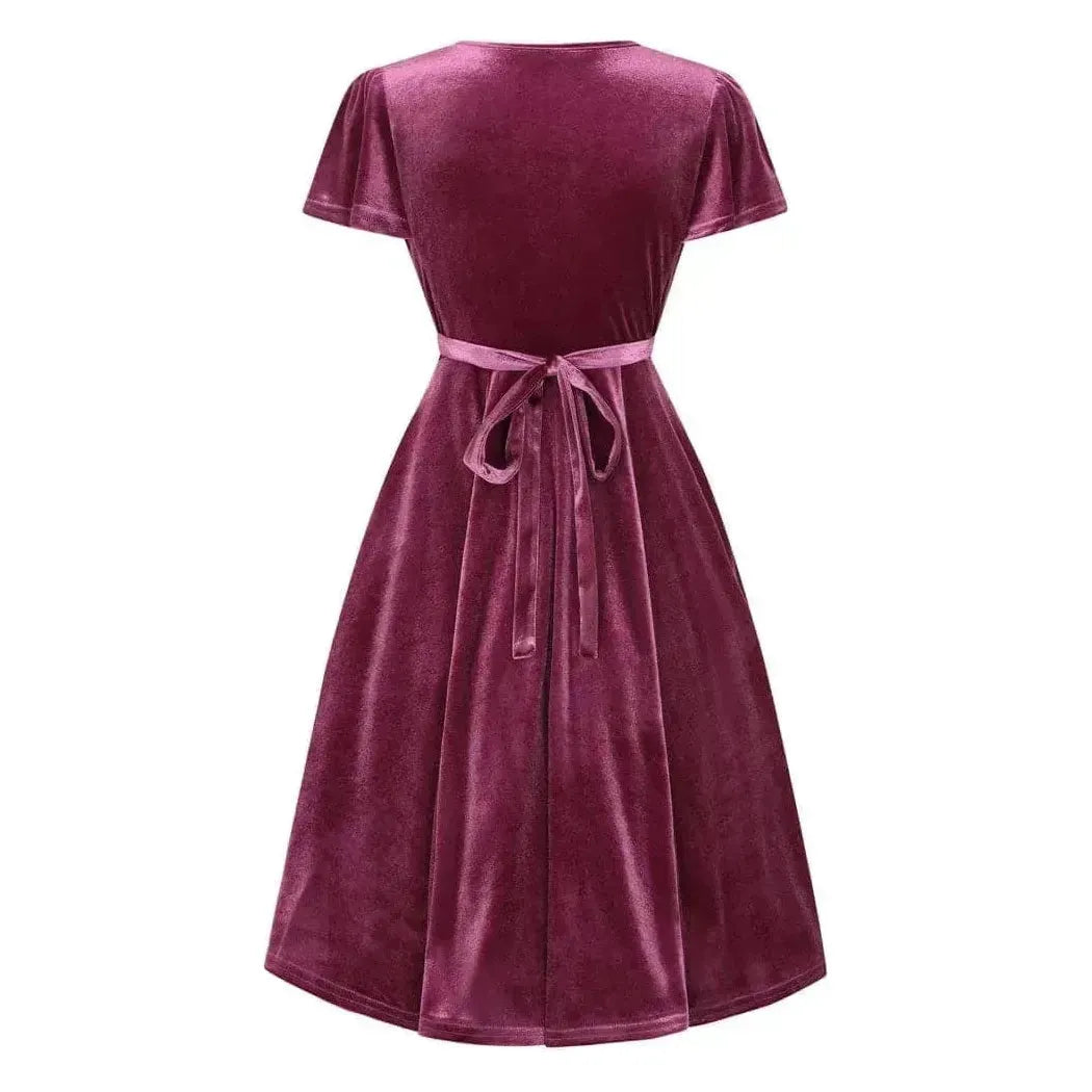 Lyra Mini Dress - Mauve Velvet Lady Vintage Lyra Mini Dresses