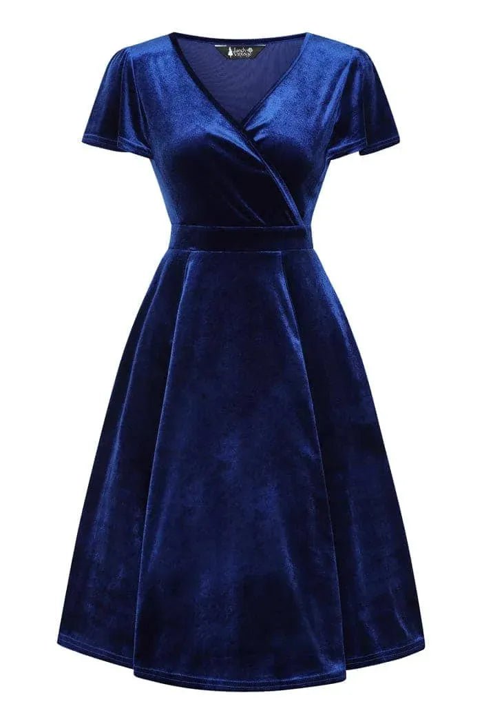 Lyra Mini Dress - Midnight Blue Velvet Lady Vintage Lyra Mini Dresses