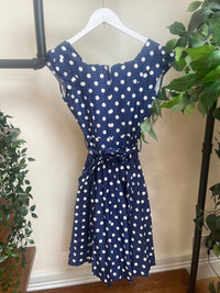 Thumbnail for Swing Dress - Navy Polka (10) 10 Lady Vintage London Outlet