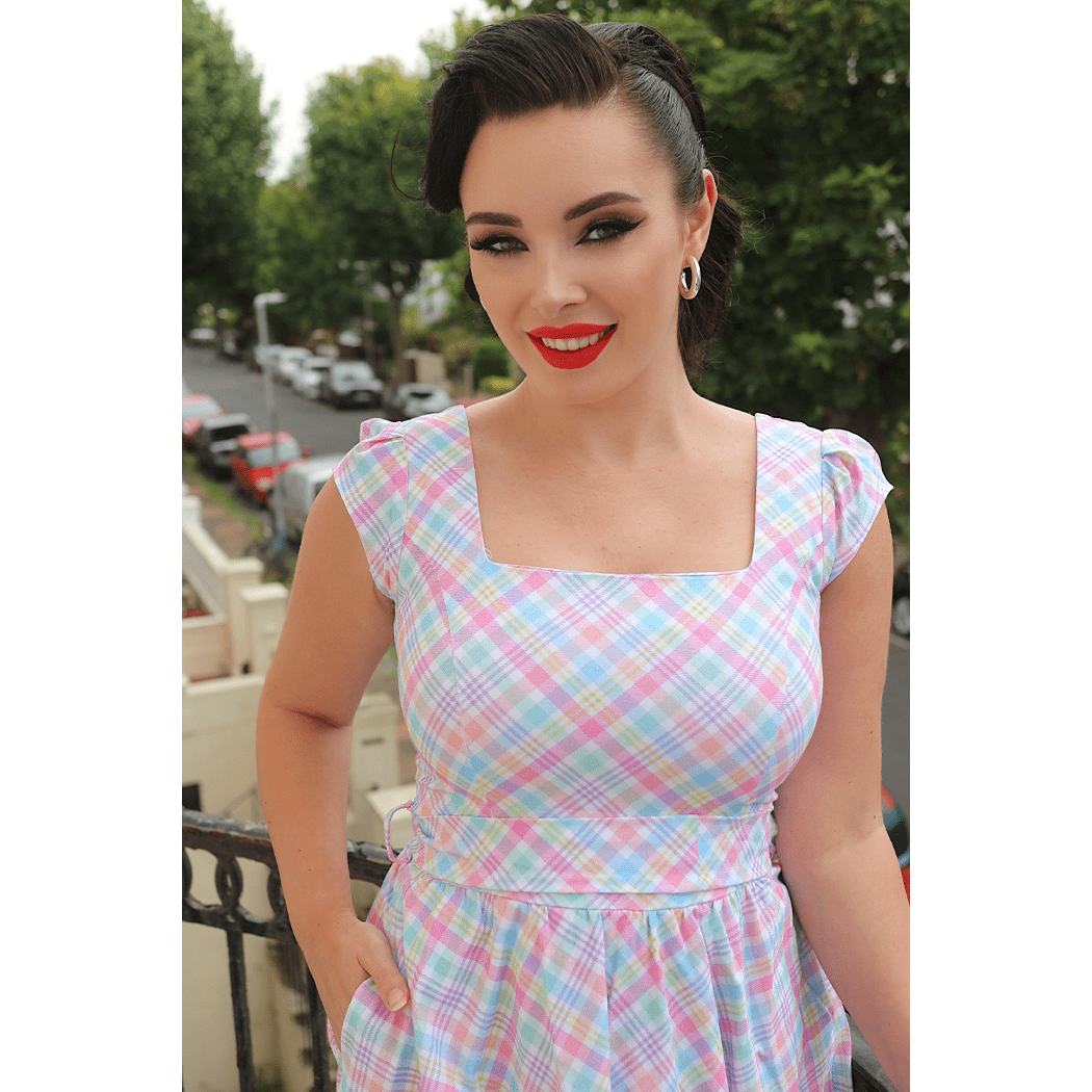 Swing Dress Pastel Gingham Lady V London