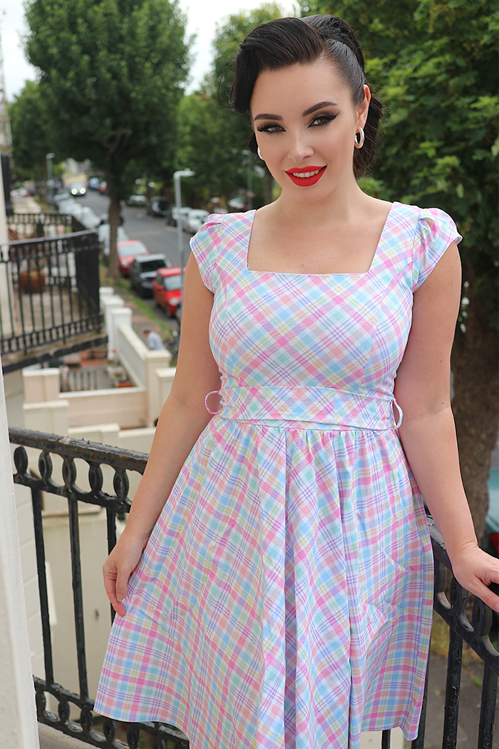 Swing Dress - Pastel Gingham Lady Vintage Swing Dresses