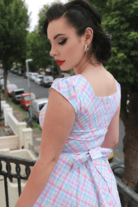 Thumbnail for Swing Dress - Pastel Gingham Lady Vintage Swing Dresses