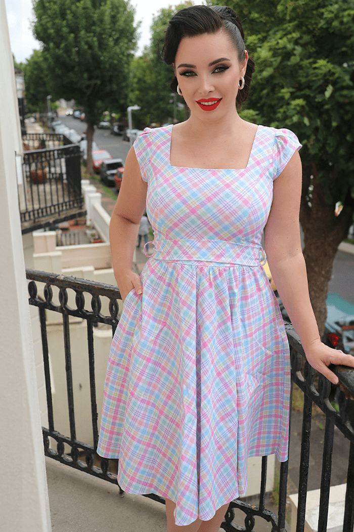 Swing Dress - Pastel Gingham Lady Vintage Swing Dresses