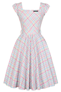 Thumbnail for Swing Dress - Pastel Gingham Lady Vintage Swing Dresses