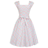 Thumbnail for Swing Dress - Pastel Gingham Lady Vintage Swing Dresses