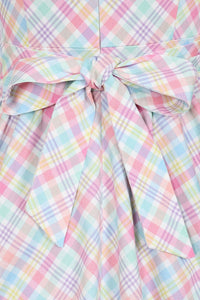 Thumbnail for Swing Dress - Pastel Gingham Lady Vintage Swing Dresses