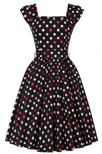 Thumbnail for Swing Dress - Raspberry Polka Lady Vintage Swing Dresses