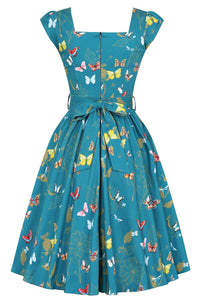 Thumbnail for Swing Dress - Teal Butterfly Lady Vintage Swing Dresses