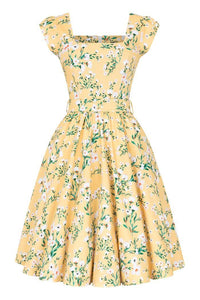 Thumbnail for Swing Dress - Yellow Floral Lady Vintage Swing Dresses