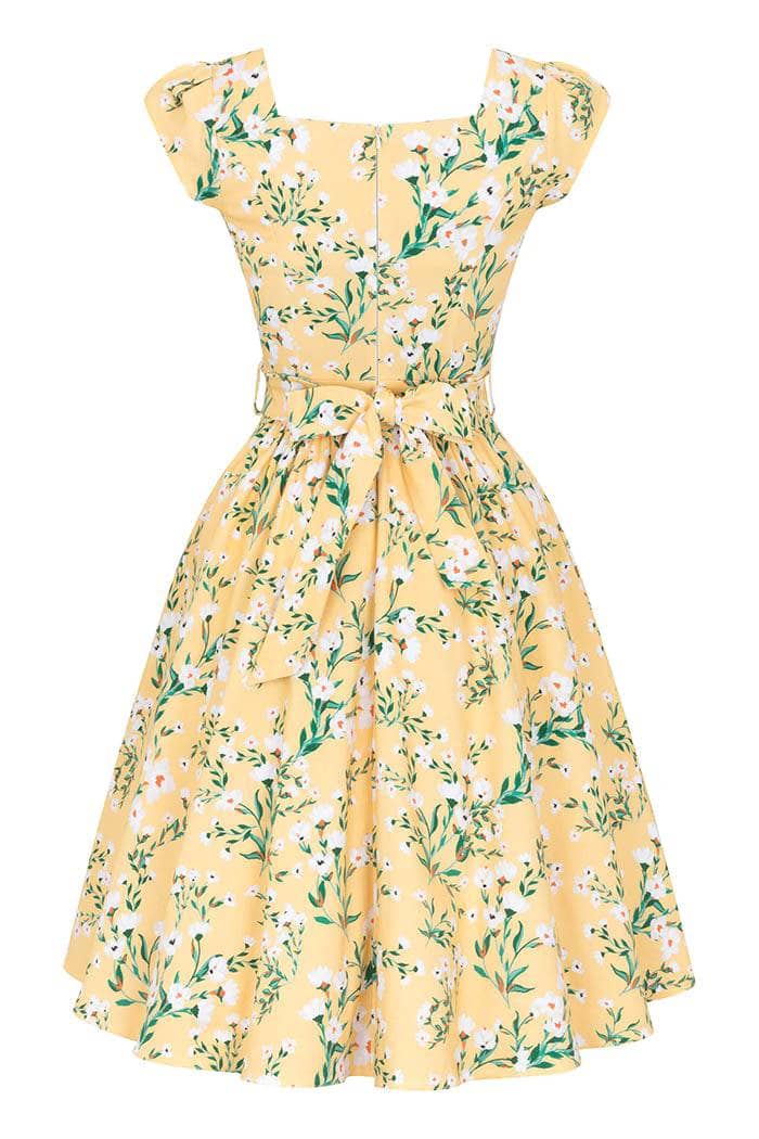 Swing Dress - Yellow Floral Lady Vintage Swing Dresses