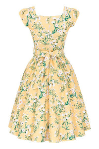 Thumbnail for Swing Dress - Yellow Floral Lady Vintage Swing Dresses