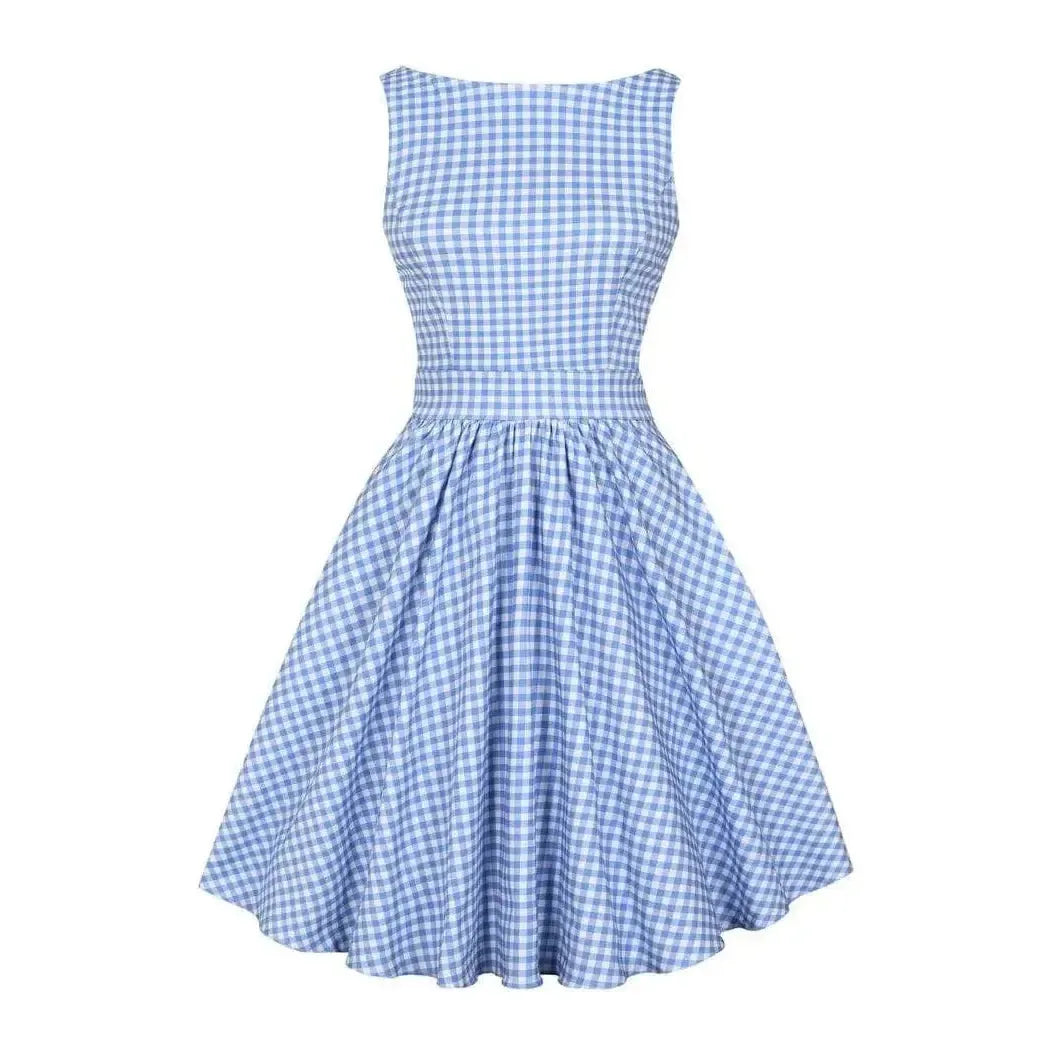 Tea Dress - Blue Gingham Lady Vintage Tea Dresses