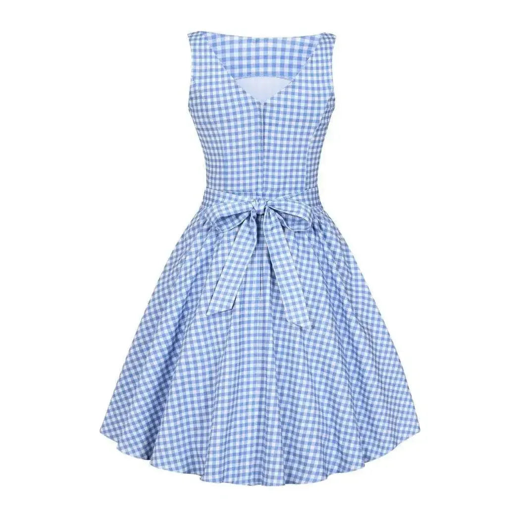 Tea Dress - Blue Gingham Lady Vintage Tea Dresses