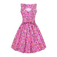 Thumbnail for Tea Dress - Fuchsia Floral Lady Vintage Tea Dresses