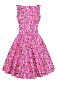 Thumbnail for Tea Dress - Fuchsia Floral Lady Vintage Tea Dresses