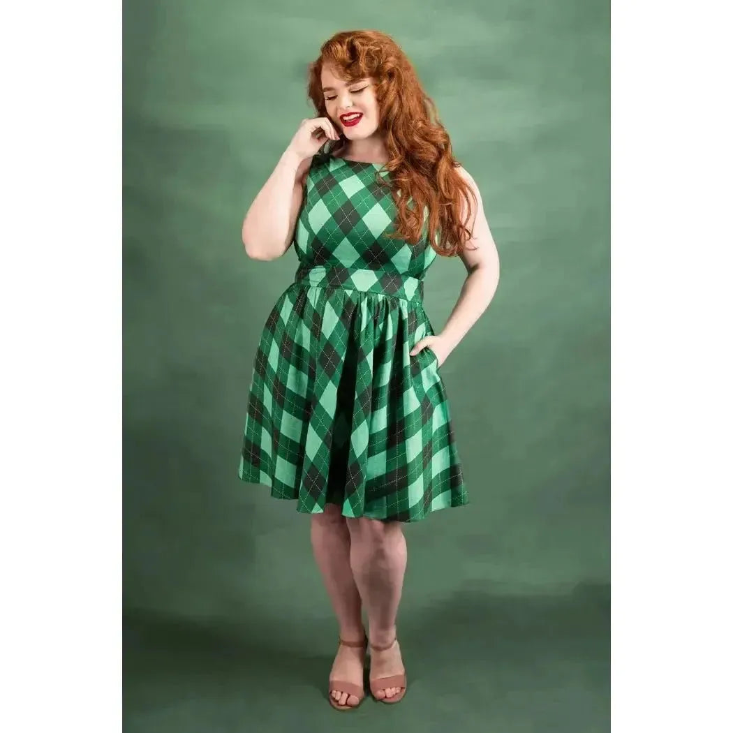 Tea Dress - Irish Diamond Plaid Lady Vintage Tea Dresses