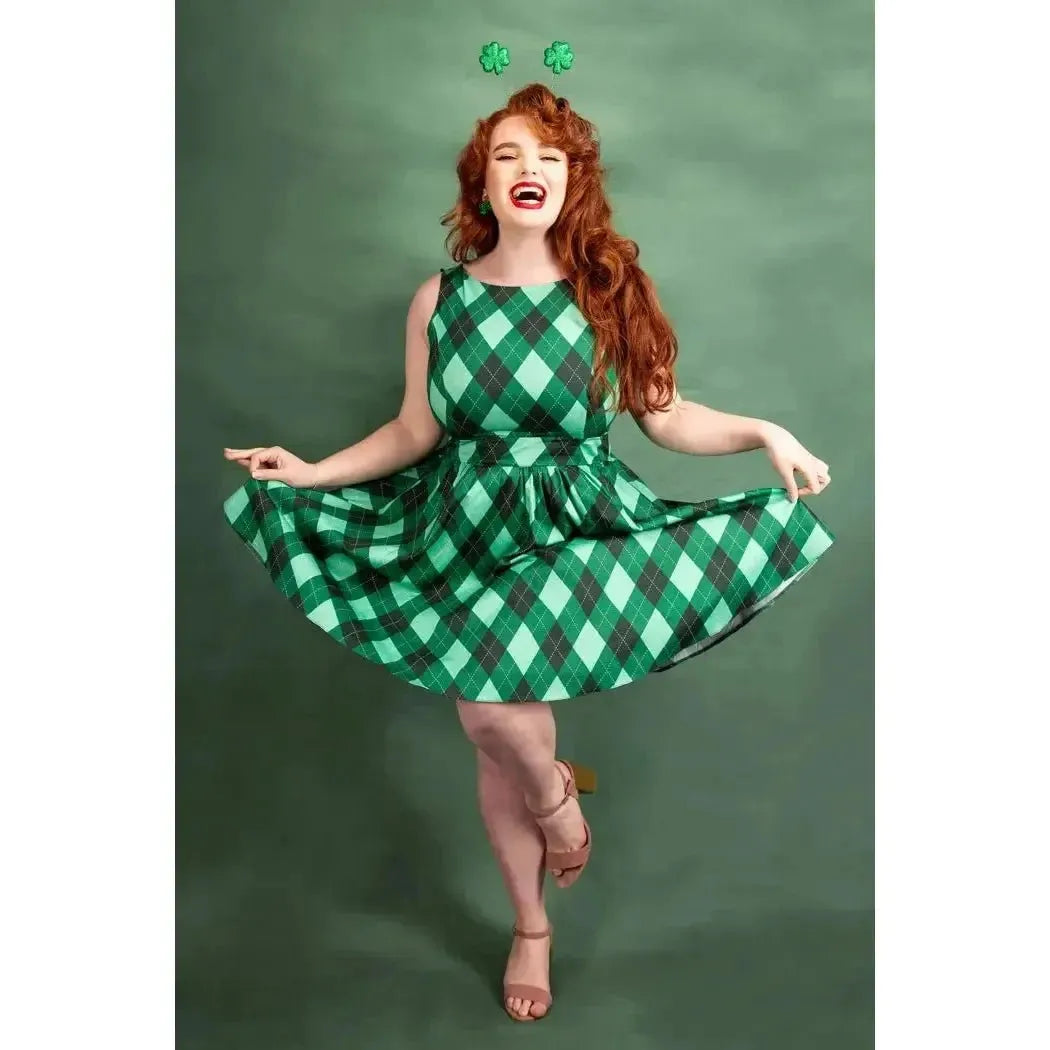 Tea Dress - Irish Diamond Plaid Lady Vintage Tea Dresses