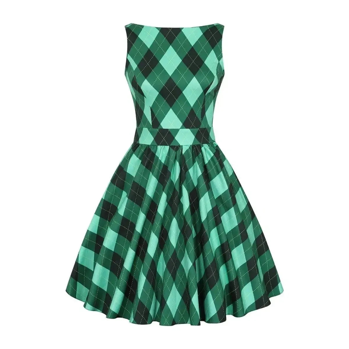 Tea Dress - Irish Diamond Plaid Lady Vintage Tea Dresses