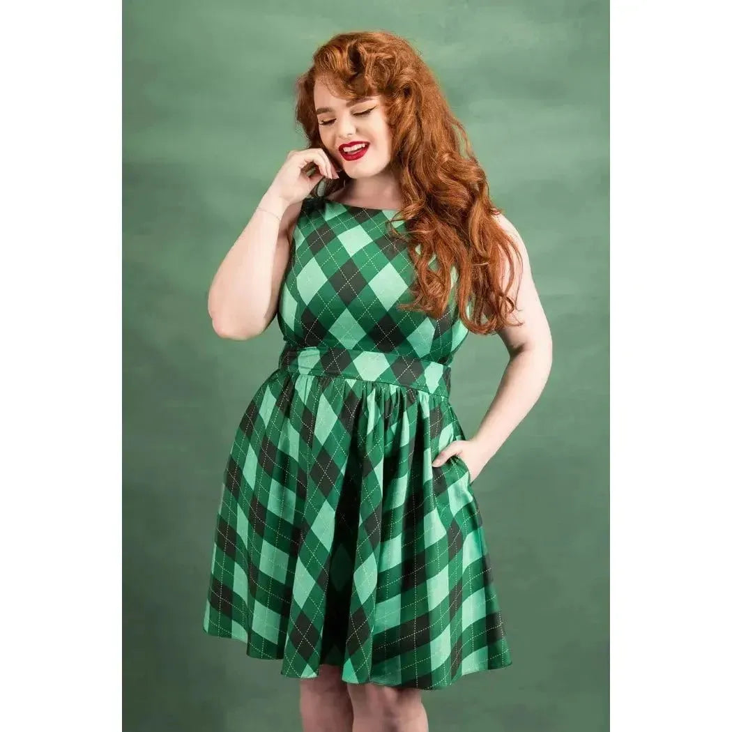 Tea Dress - Irish Diamond Plaid Lady Vintage Tea Dresses