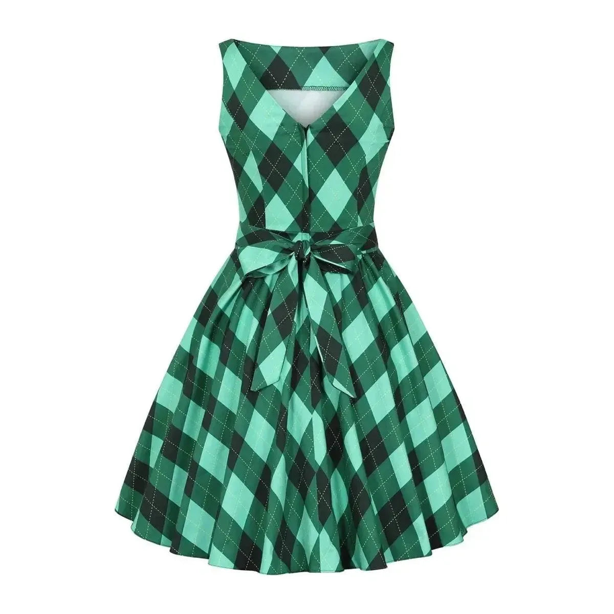 Tea Dress - Irish Diamond Plaid Lady Vintage Tea Dresses