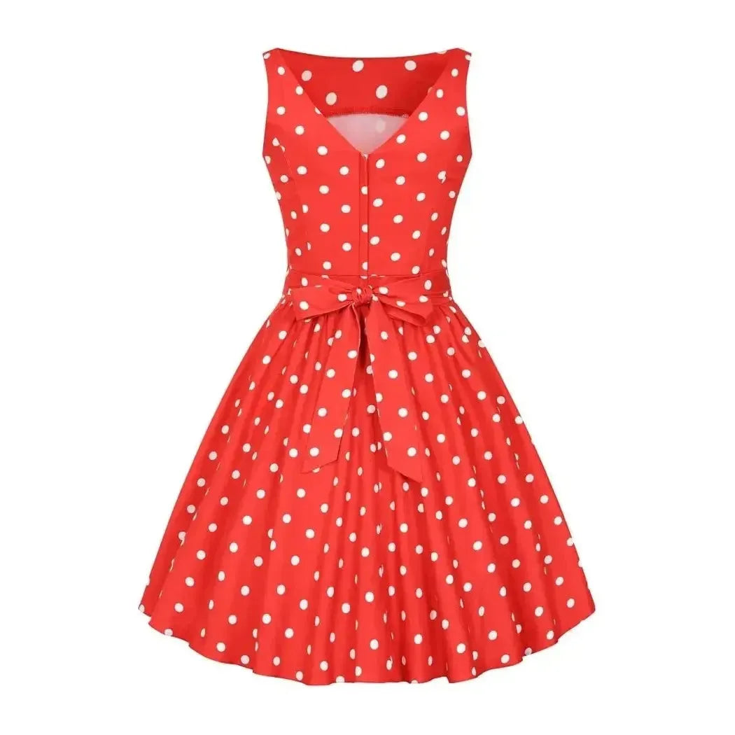 Tea Dress - Red Polka Dot Lady Voluptuous Tea Dresses