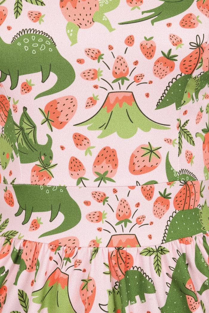 Tea Dress - Strawberry Dino on Pink Lady Vintage Tea Dresses