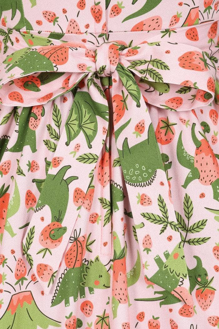Tea Dress - Strawberry Dino on Pink Lady Vintage Tea Dresses