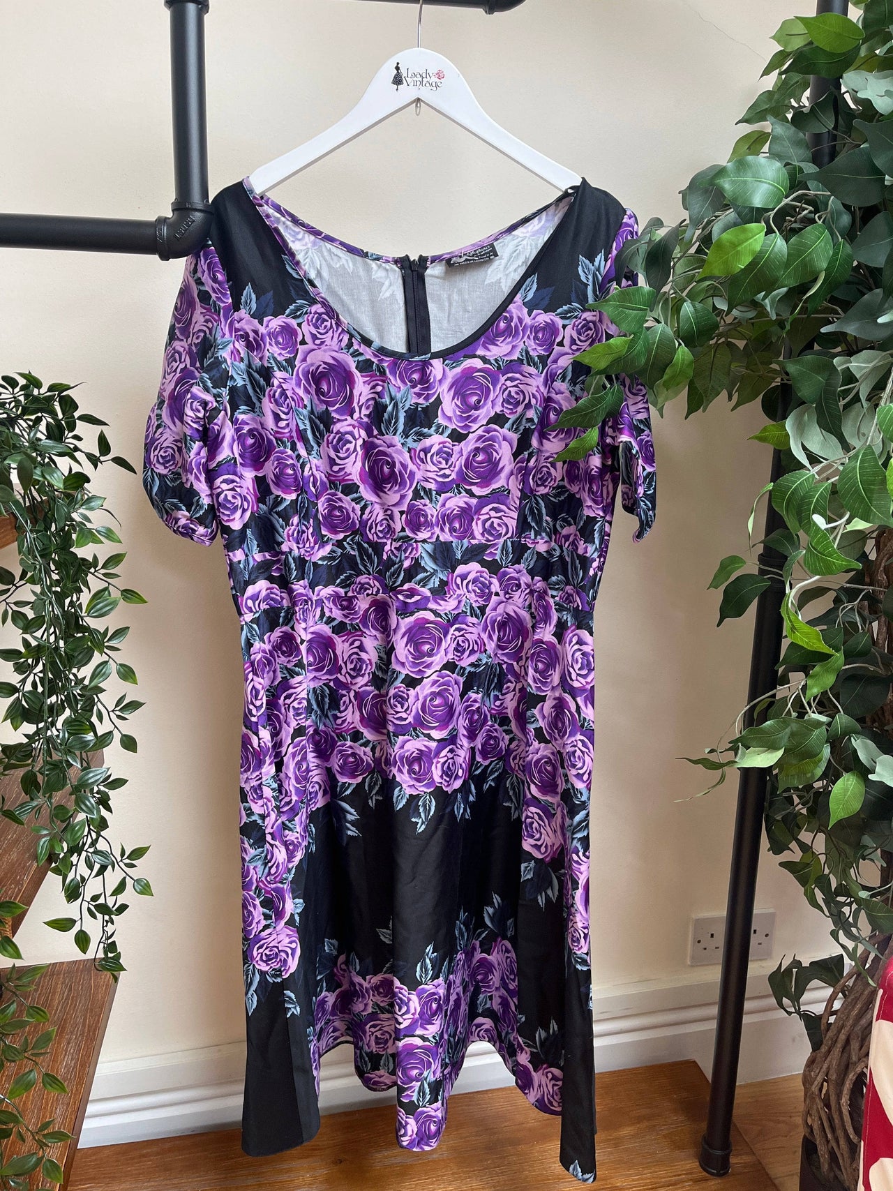 Vivien dress - Purple Roses (18) 18 Lady Vintage London Outlet