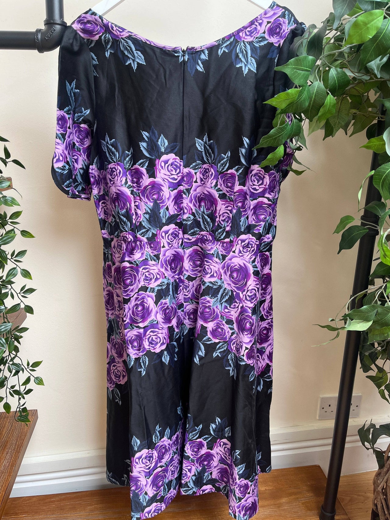 Vivien dress - Purple Roses (18) 18 Lady Vintage London Outlet